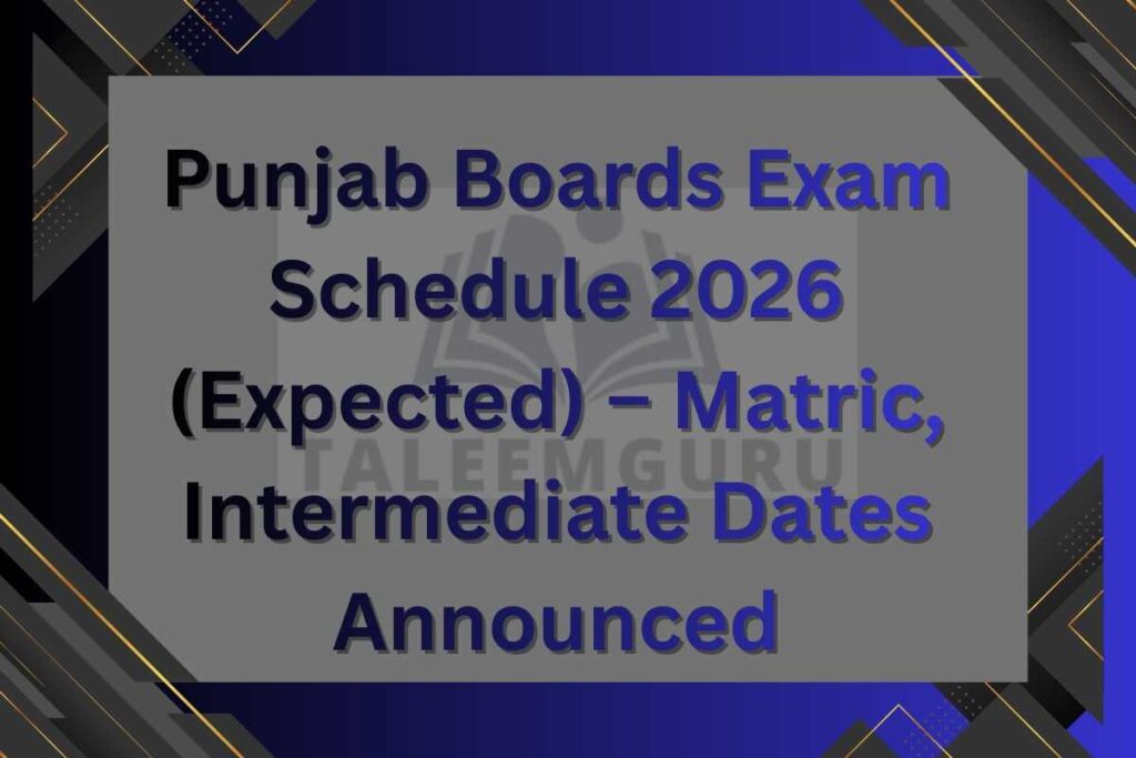 Punjab Boards Exam Schedule 2026