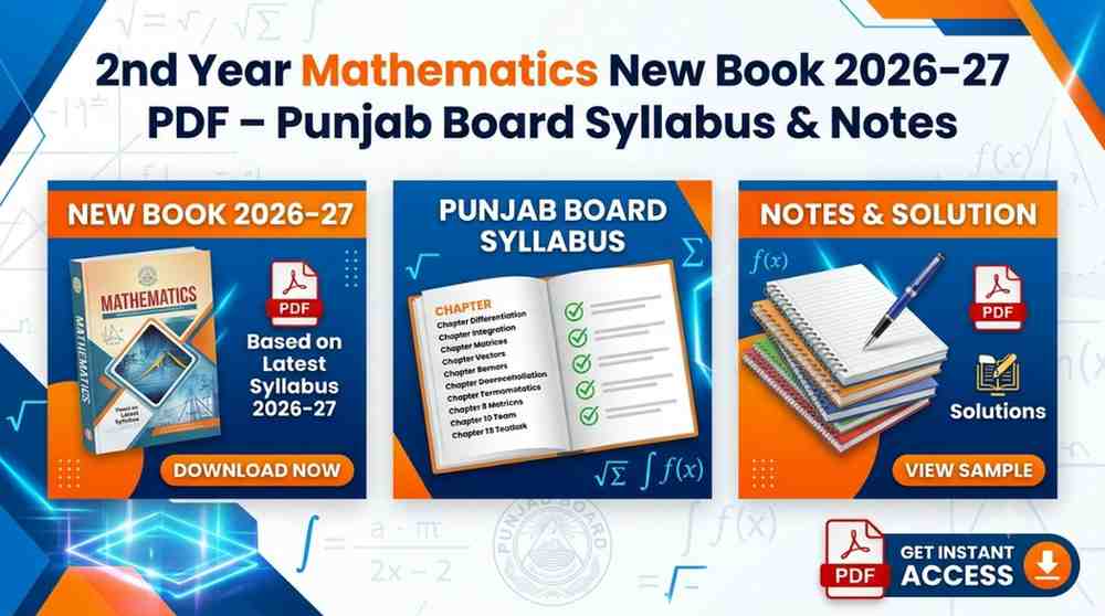 2nd Year Mathematics New Book 2026-27 PDF – Punjab Board Syllabus & Notes